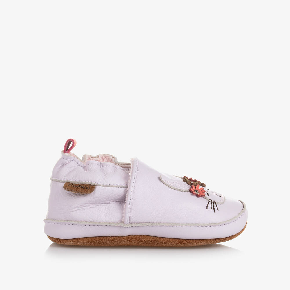 EN FANT-Розовые кожаные тапочки с кроликами | Childrensalon