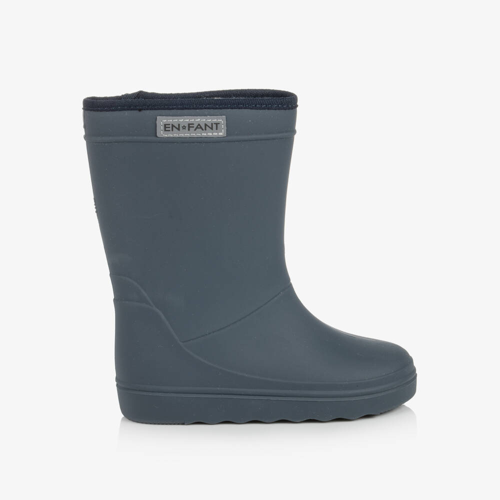 EN FANT-Slate Blue Thermal Rain Boots | Childrensalon