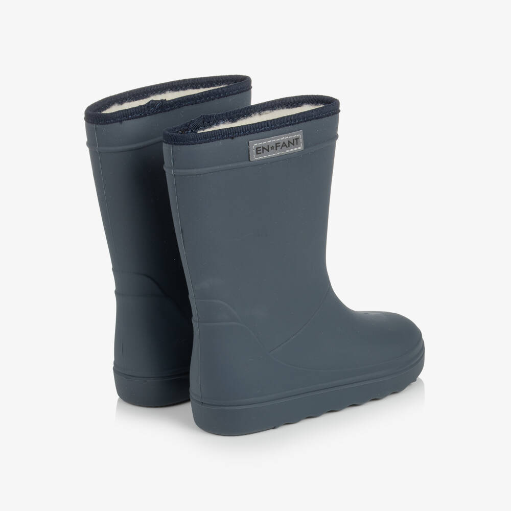 EN FANT-Slate Blue Thermal Rain Boots | Childrensalon