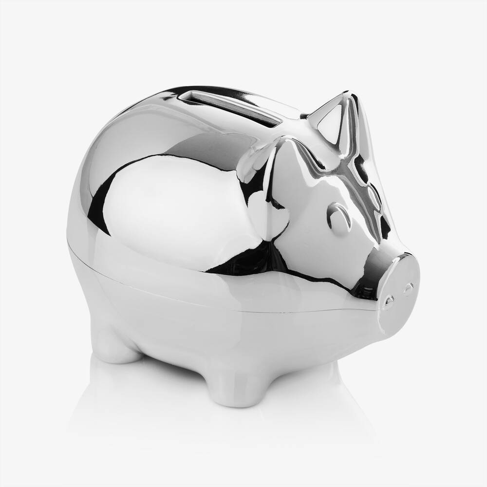 English Trousseau-Silver Piggy Bank Gift (10cm) | Childrensalon