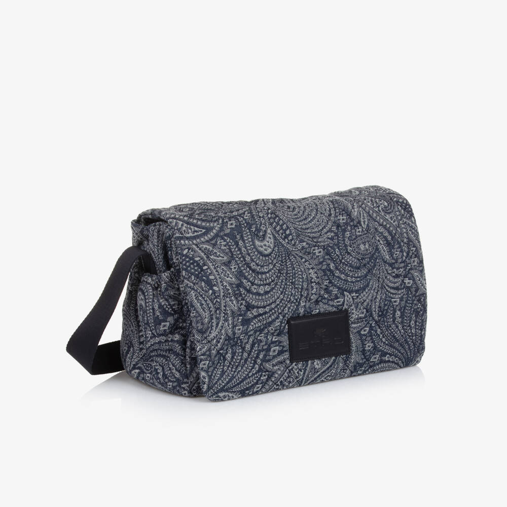 Etro-Blue Cotton Paisley Changing Bag (42cm) | Childrensalon