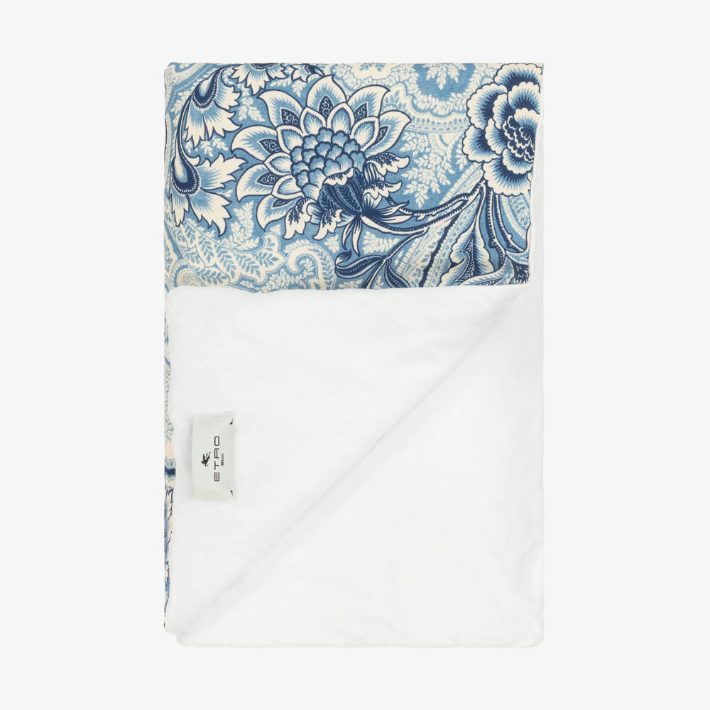 Etro-Blue Cotton Paisley Padded Blanket (80cm) | Childrensalon