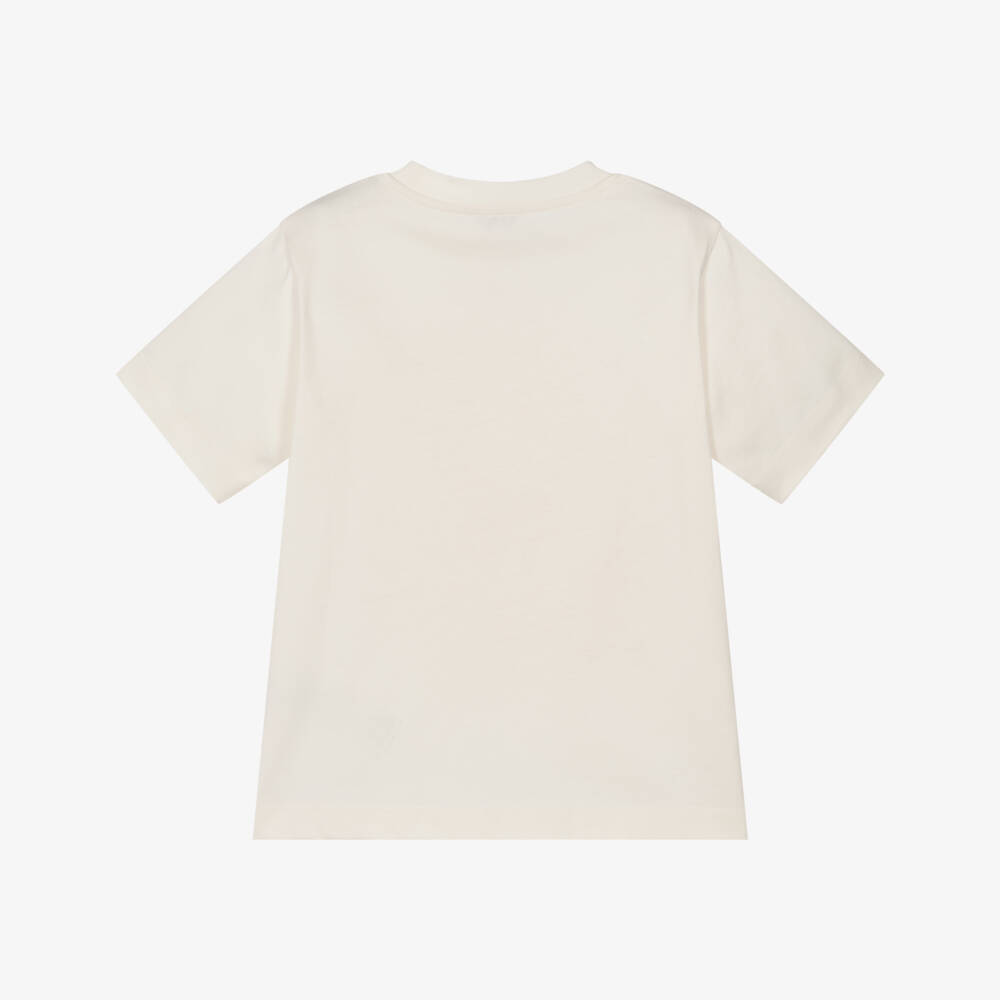Etro-Girls Ivory Cotton Logo T-Shirt with Yellow Floral Print | Childrensalon