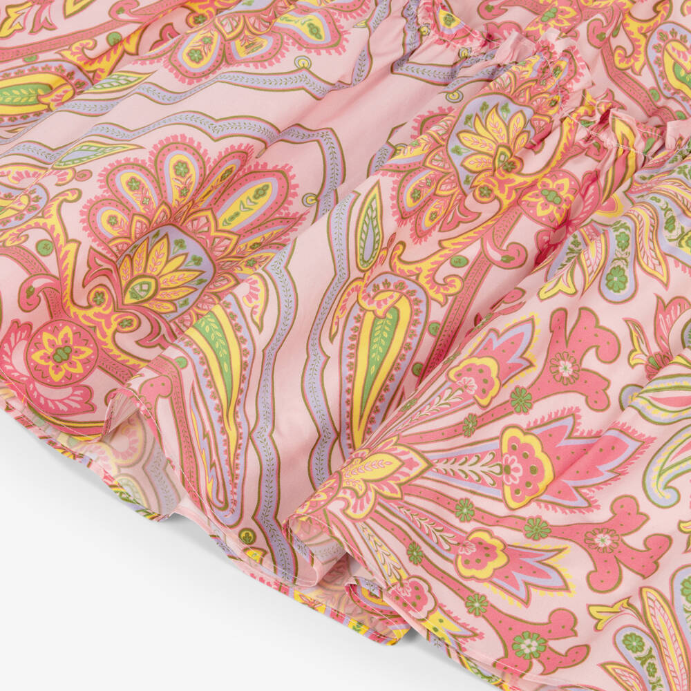 Etro-Girls Pink Cotton Paisley Print Maxi Skirt | Childrensalon