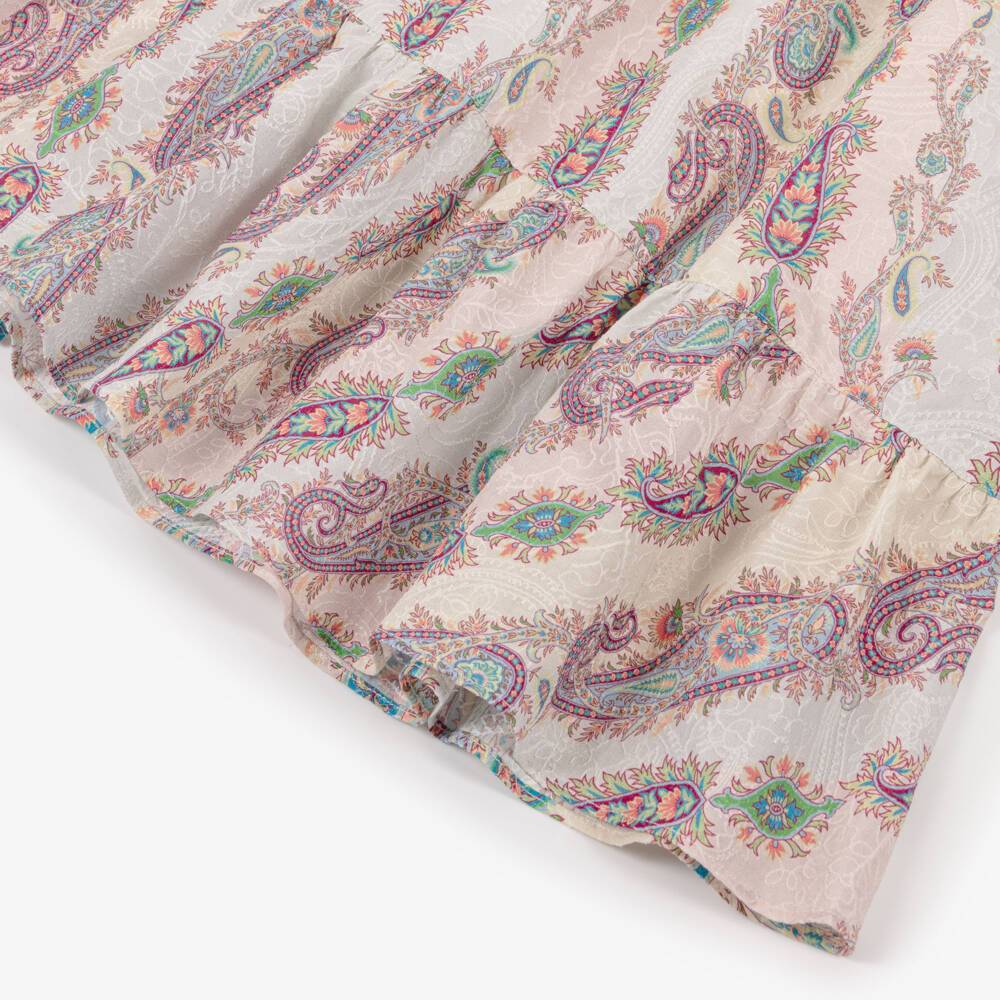 Etro-Girls Pink Embroidered Cotton Paisley Dress | Childrensalon