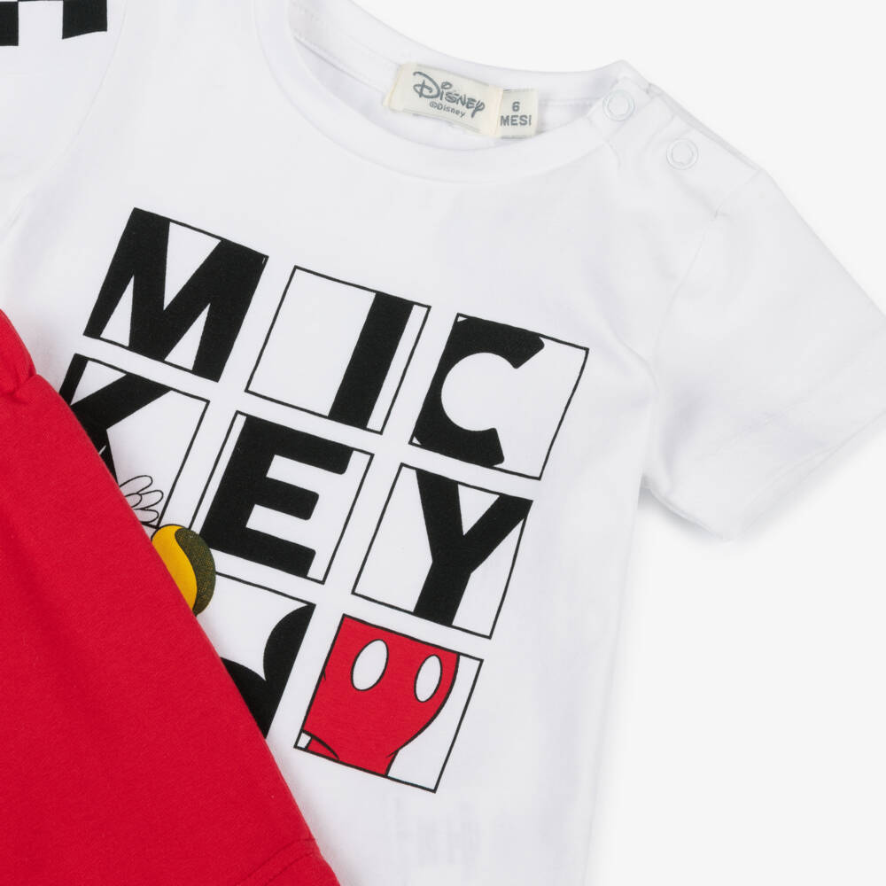 Everything must change boys white red cotton disney shorts set