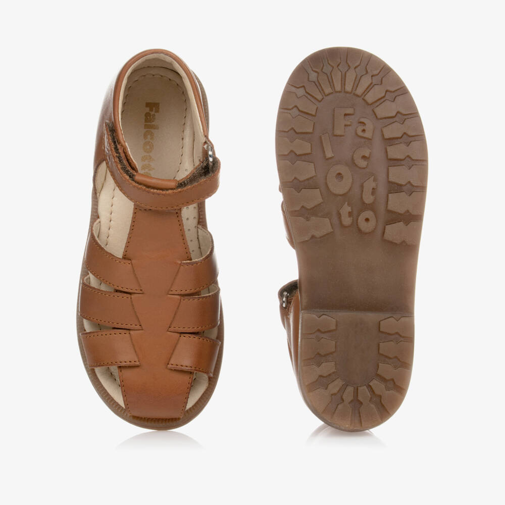 Falcotto by Naturino-Boys Brown Leather Sandals | Childrensalon