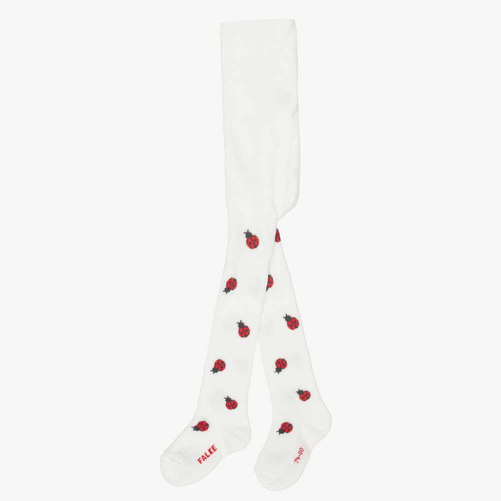Falke-Baby Girls Ivory Cotton Ladybirds Tights | Childrensalon