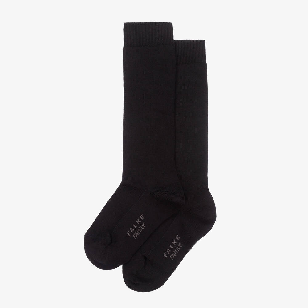 Falke-Black Cotton Long Socks | Childrensalon