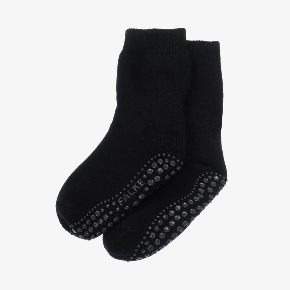 Falke-Black Cotton & Wool Slipper Socks | Childrensalon