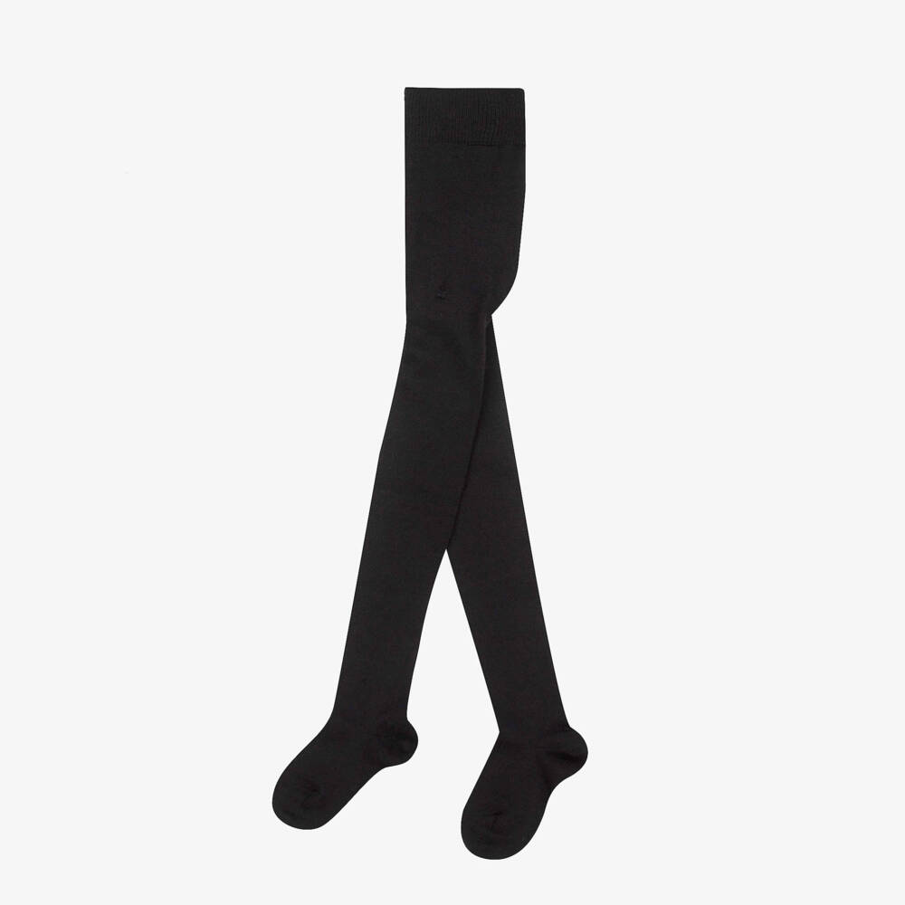 Falke-Black Knitted Wool Tights | Childrensalon
