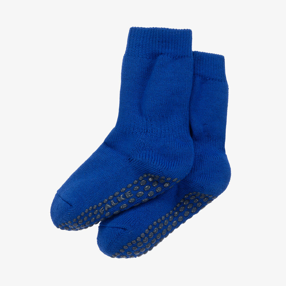 Falke-Blue Cotton & Wool Slipper Socks | Childrensalon