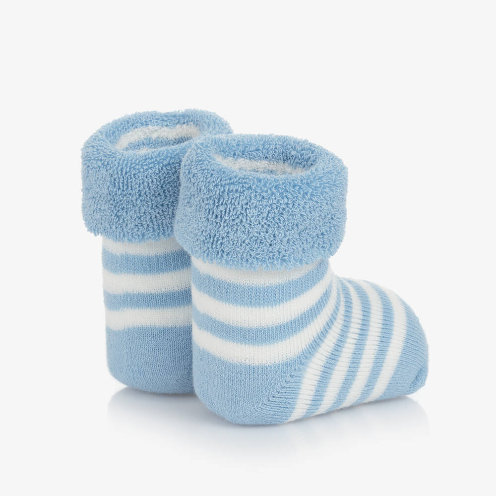 Falke-Blue & White Cotton Baby Socks | Childrensalon