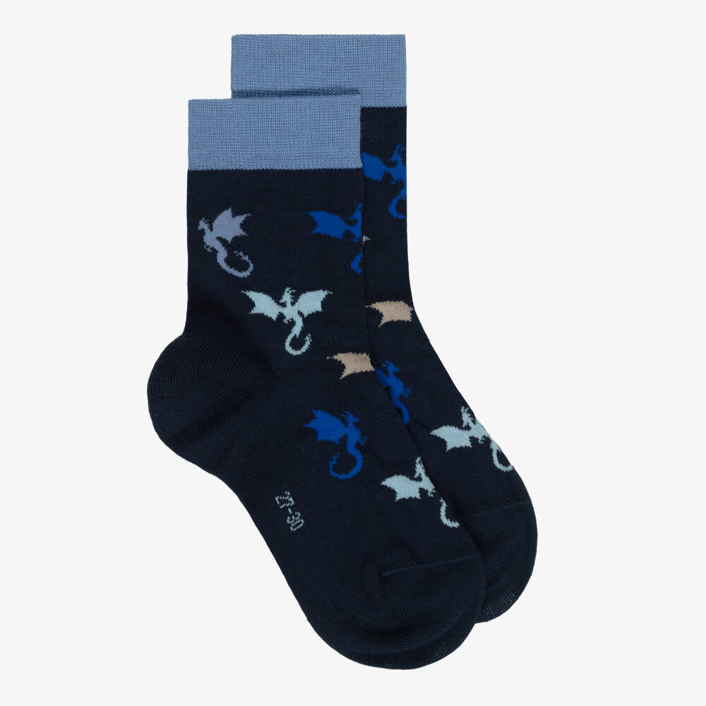 Falke-Boys Blue Flying Dragon Cotton-Rich Socks | Childrensalon