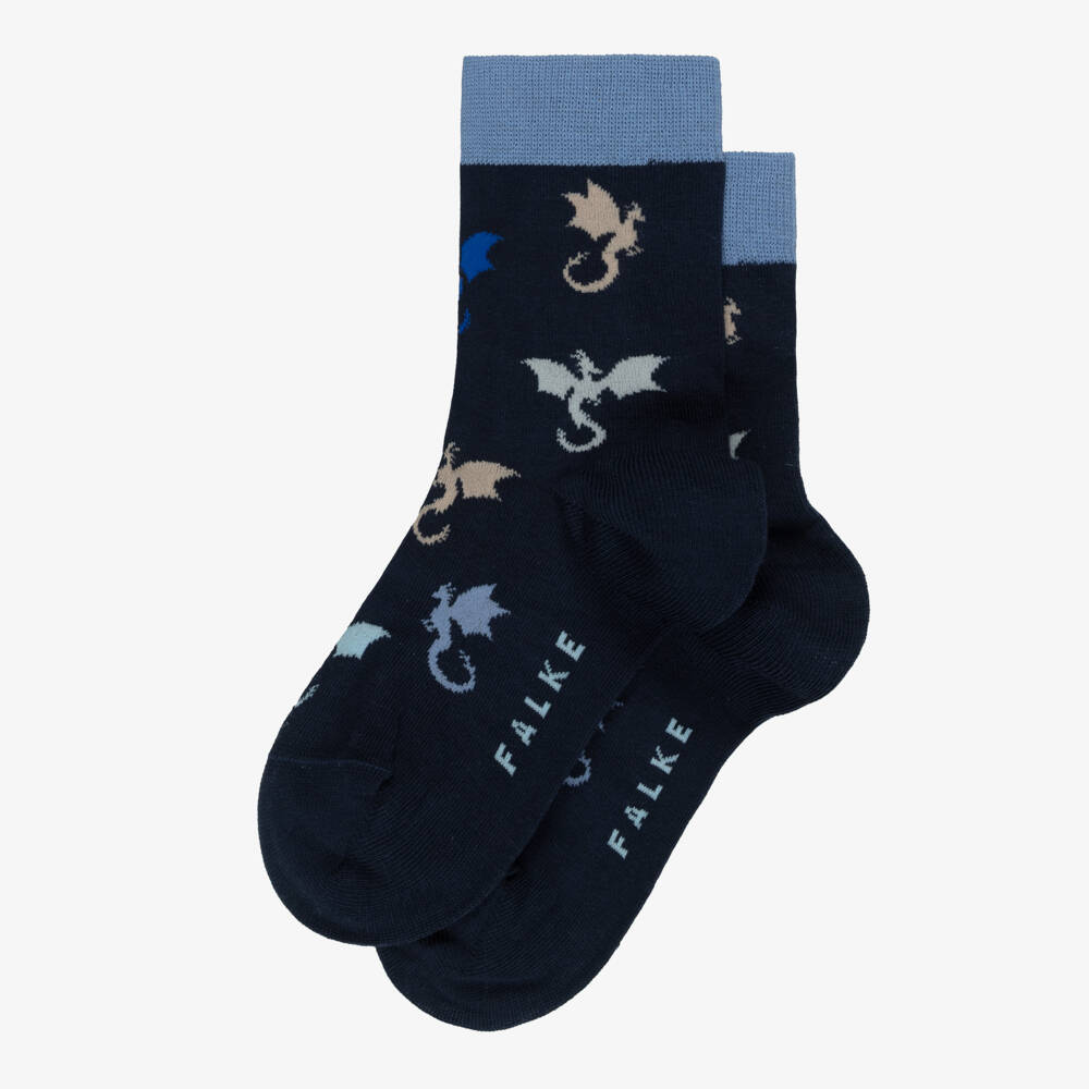 Falke-Boys Blue Flying Dragon Cotton-Rich Socks | Childrensalon