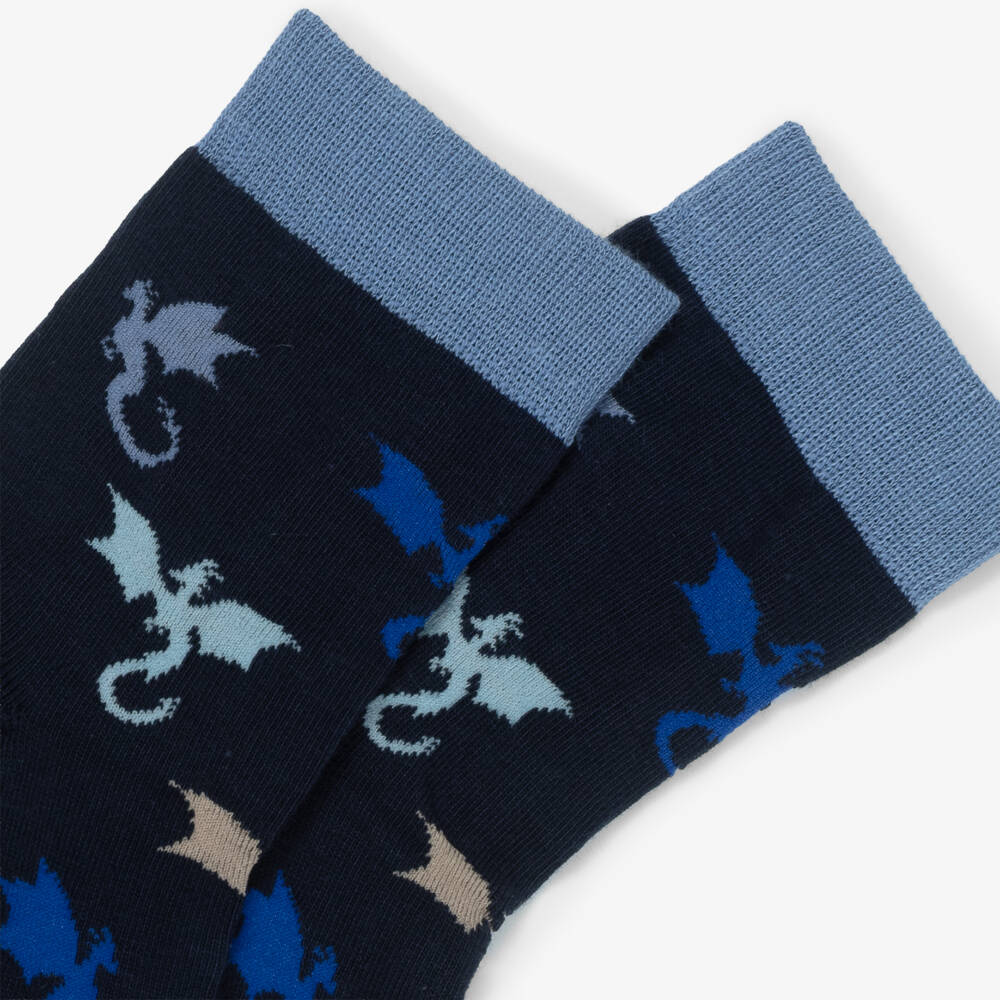 Falke-Boys Blue Flying Dragon Cotton-Rich Socks | Childrensalon