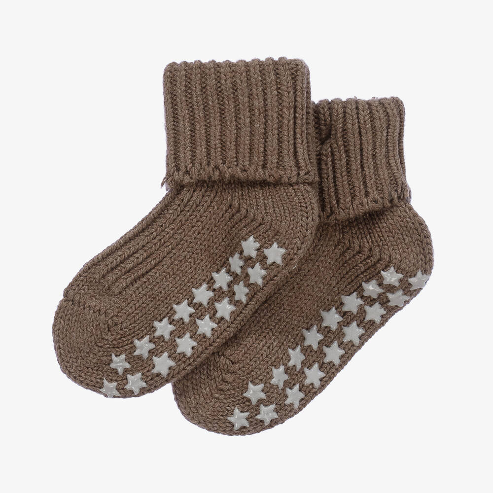 Falke-Brown Cotton Baby Slipper Socks | Childrensalon