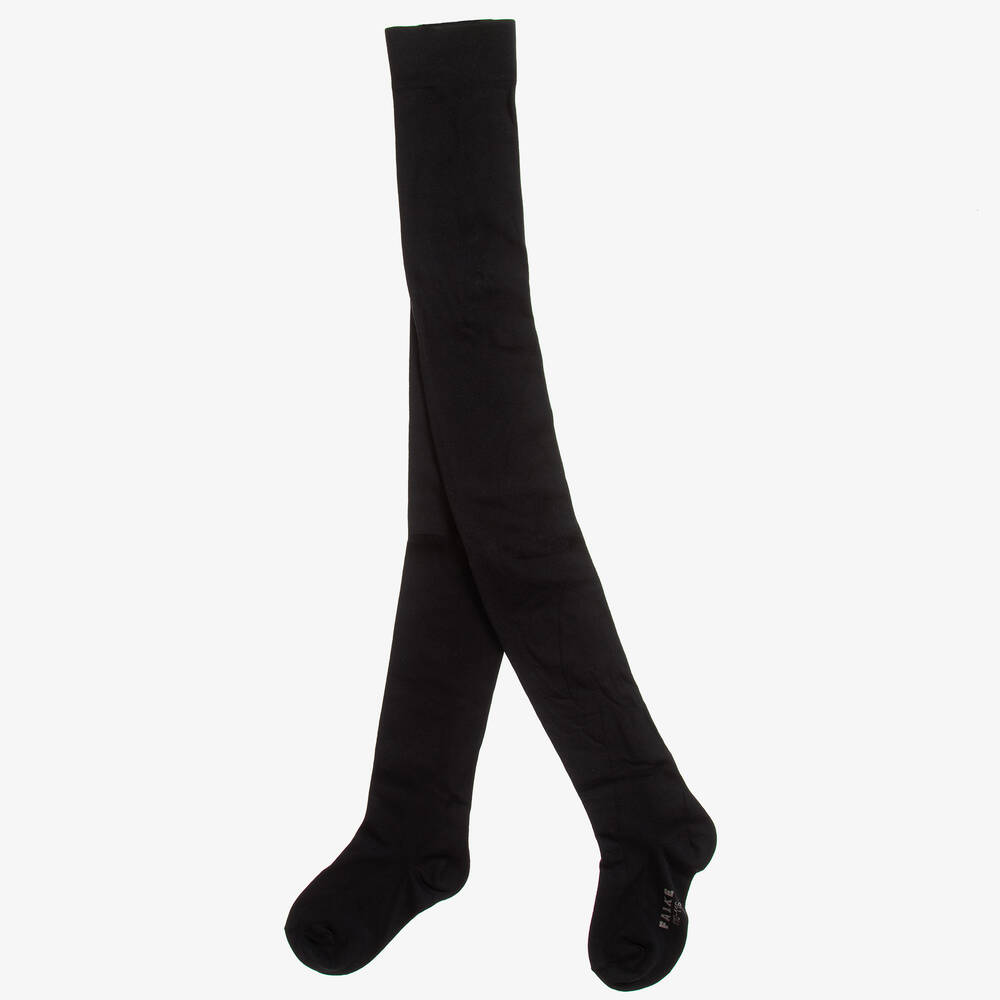 Falke-Girls Black Cotton Tights | Childrensalon