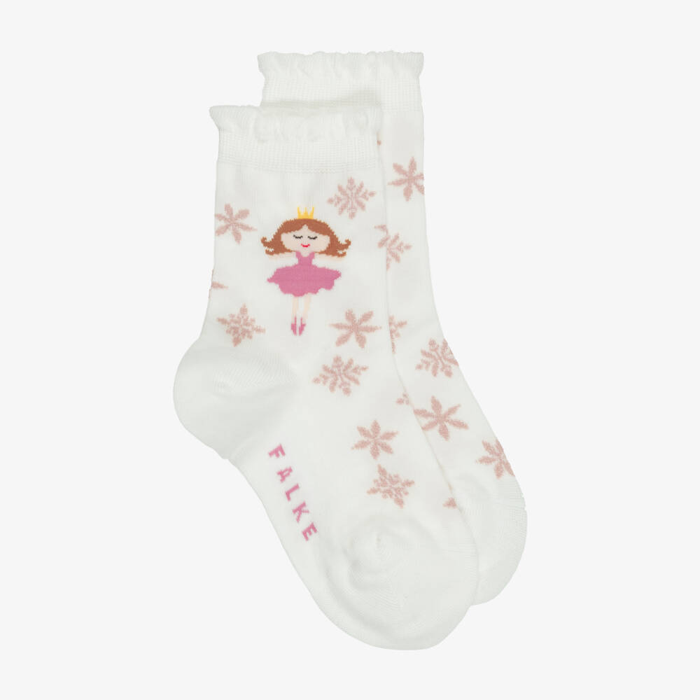 Falke-Girls Ivory Princess & Snowflake Socks | Childrensalon
