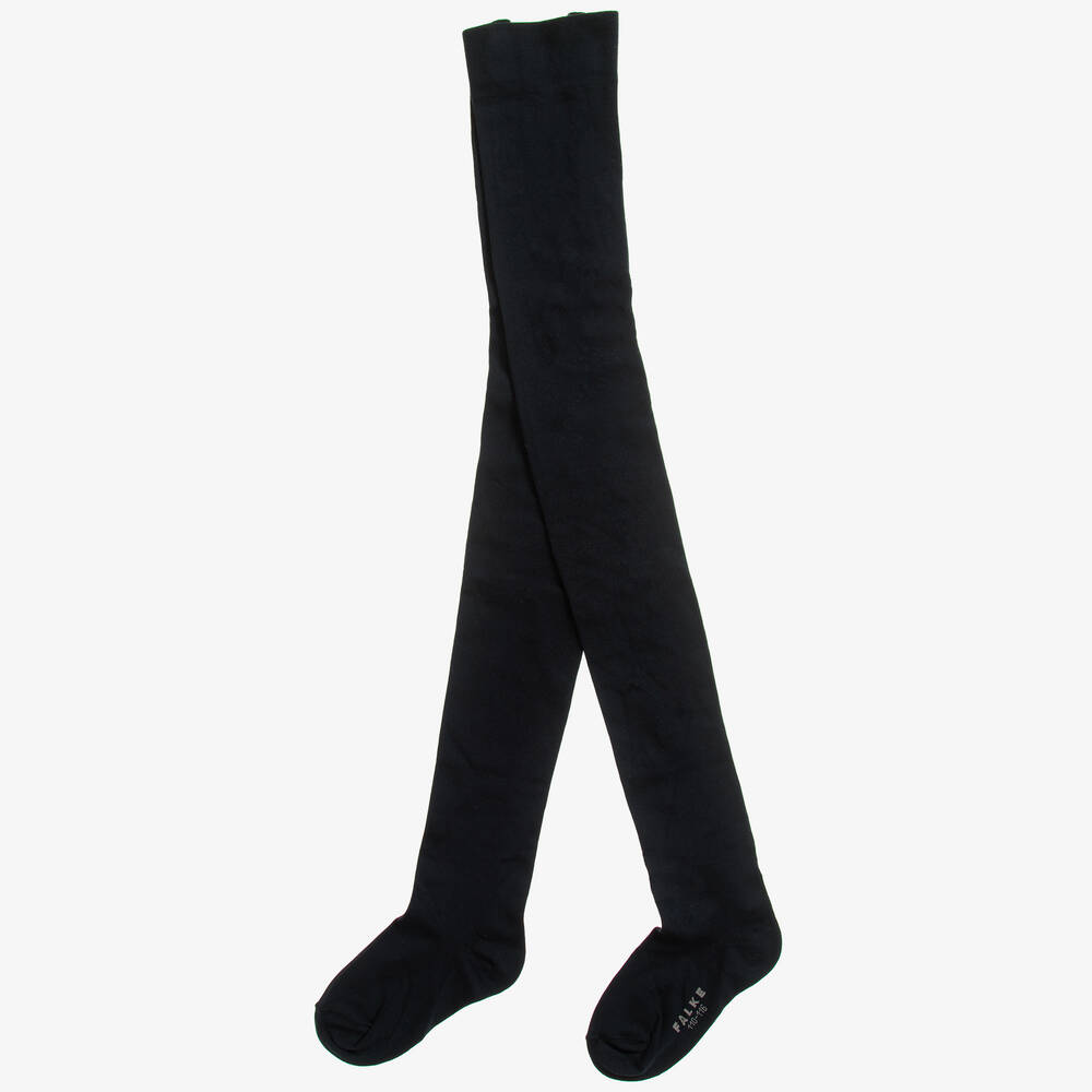 Falke-Girls Navy Blue Cotton Tights | Childrensalon