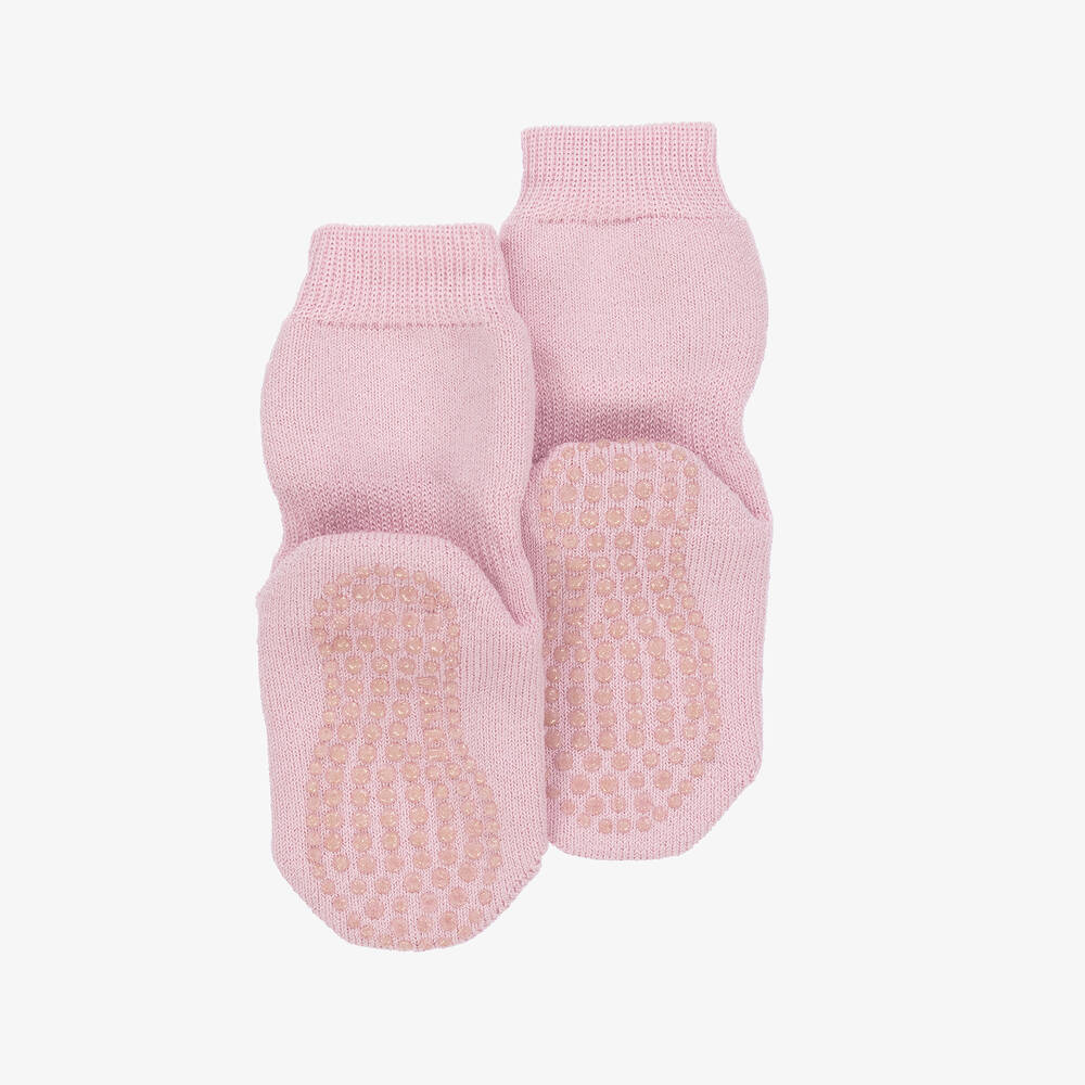 Falke-Girls Pink Cotton & Wool Slipper Socks | Childrensalon