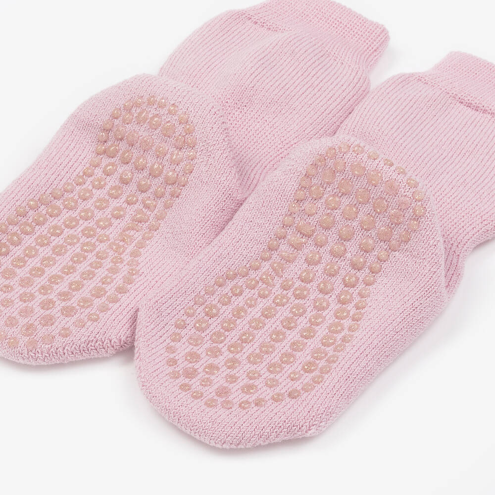 Falke-Girls Pink Cotton & Wool Slipper Socks | Childrensalon