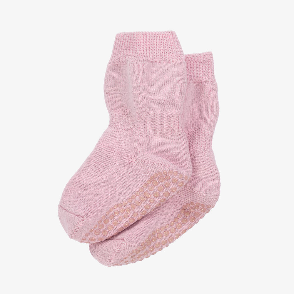 Falke-Girls Pink Cotton & Wool Slipper Socks | Childrensalon