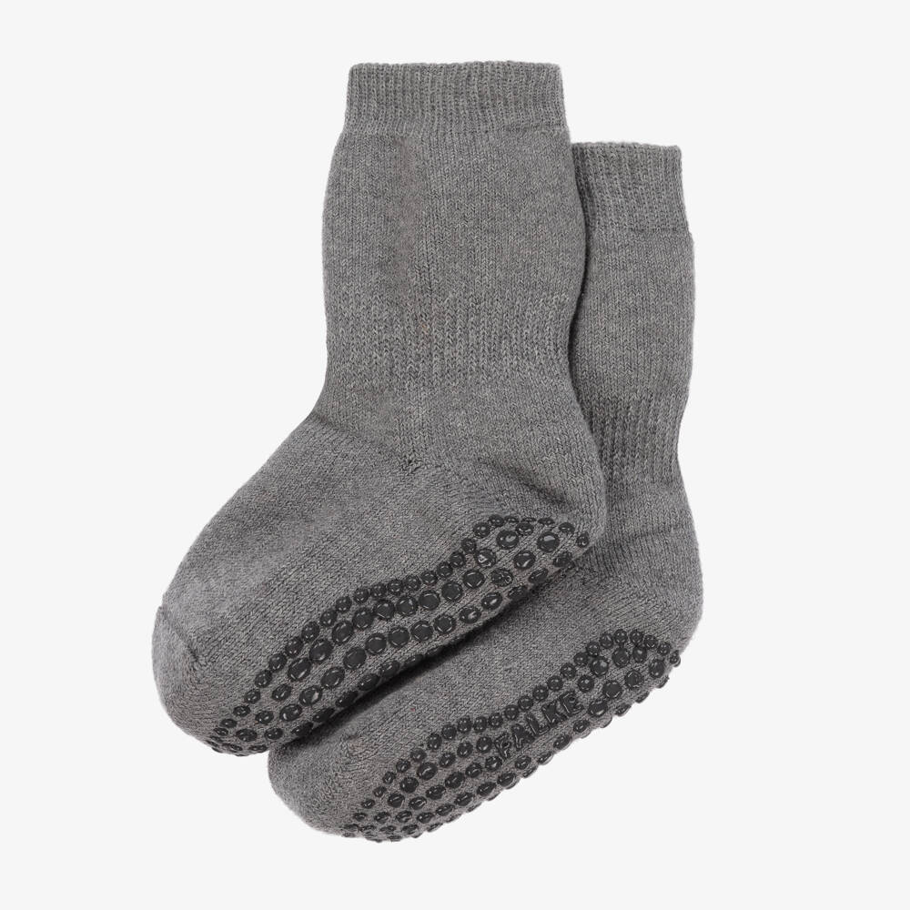 Falke-Grey Cotton & Merino Wool Slipper Socks | Childrensalon