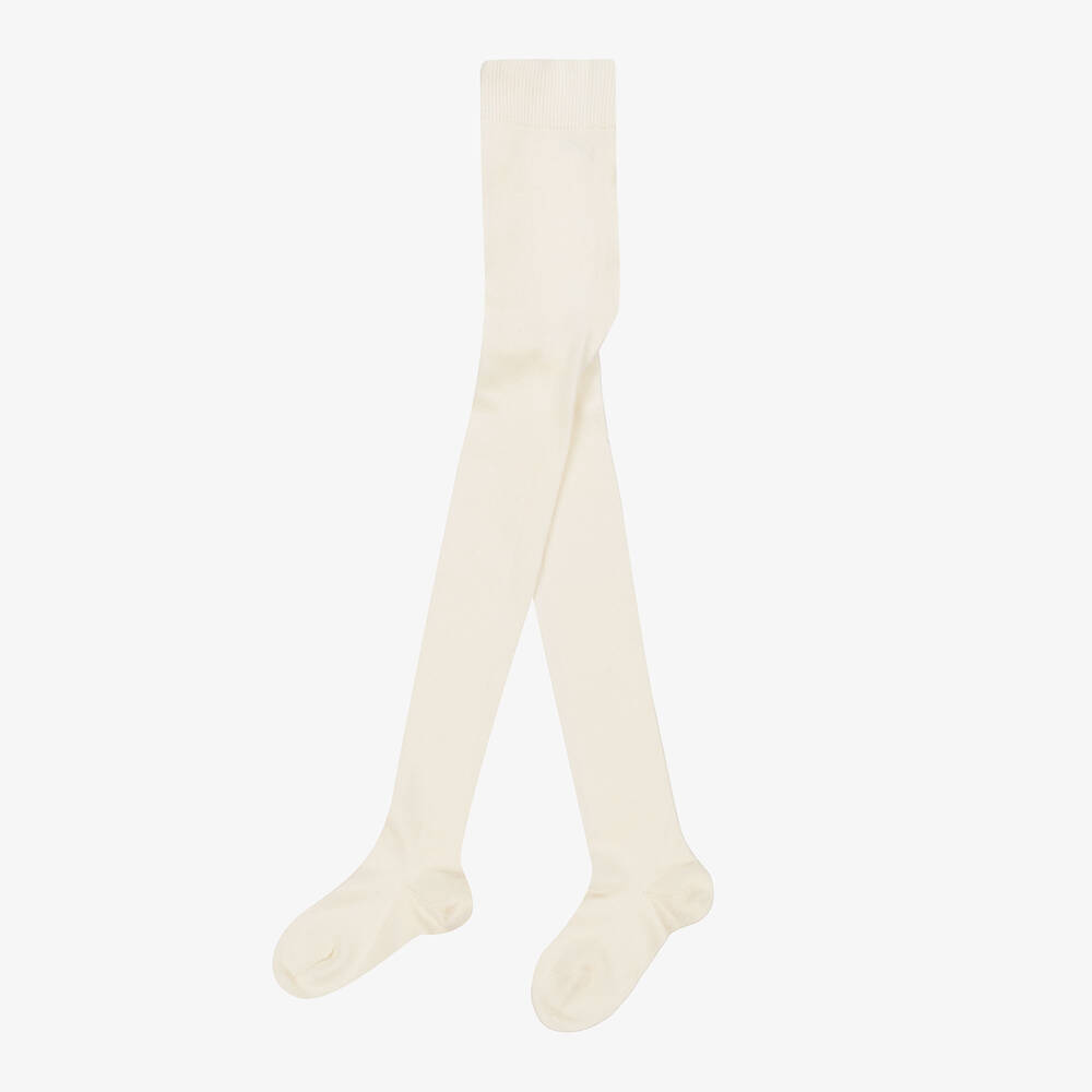 Falke-Кремовые трикотажные шерстяные колготки | Childrensalon