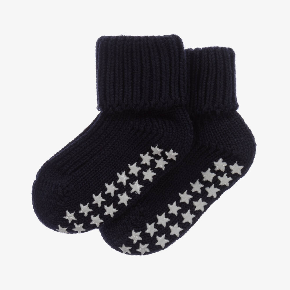 Falke-Navy Blue Cotton Baby Slipper Socks | Childrensalon