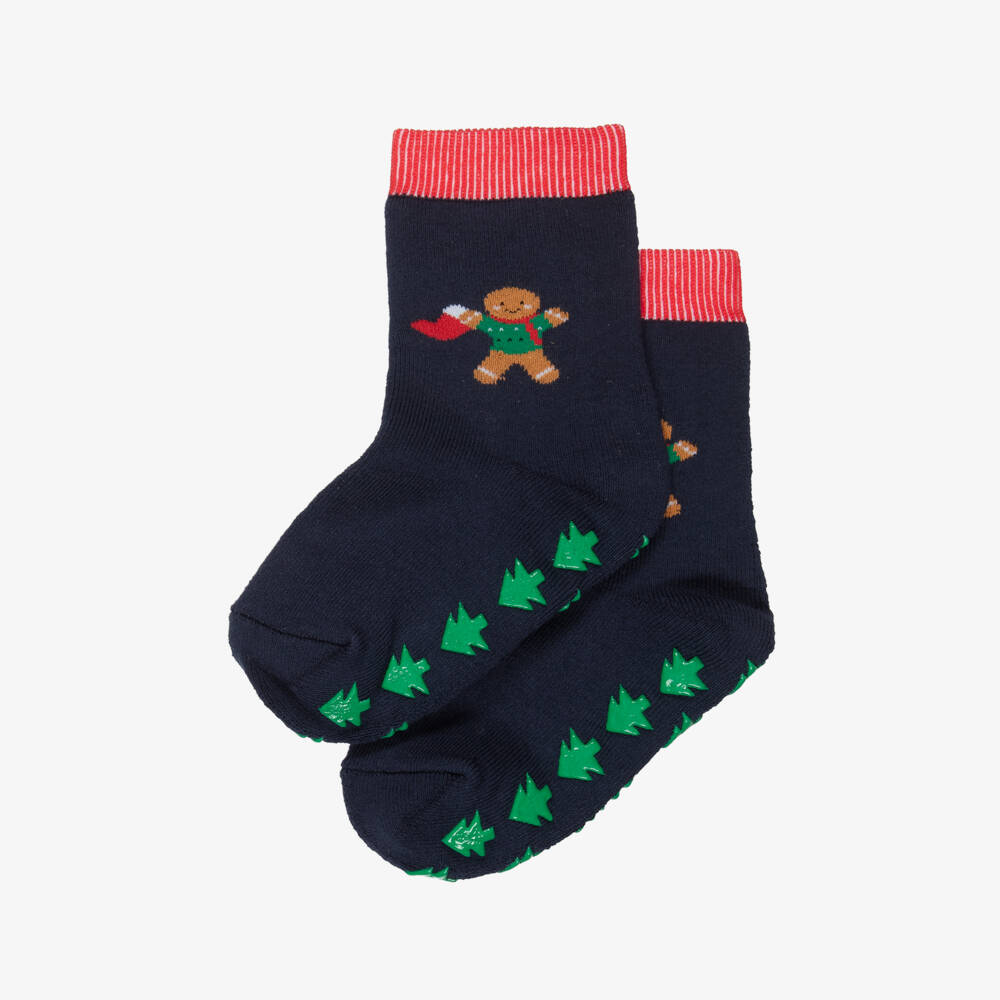 Falke-Тапочки-носки синие с пряничным человечком | Childrensalon