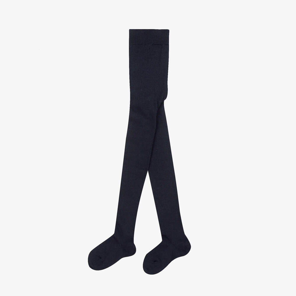 Falke-Navy Blue Knitted Wool Tights | Childrensalon