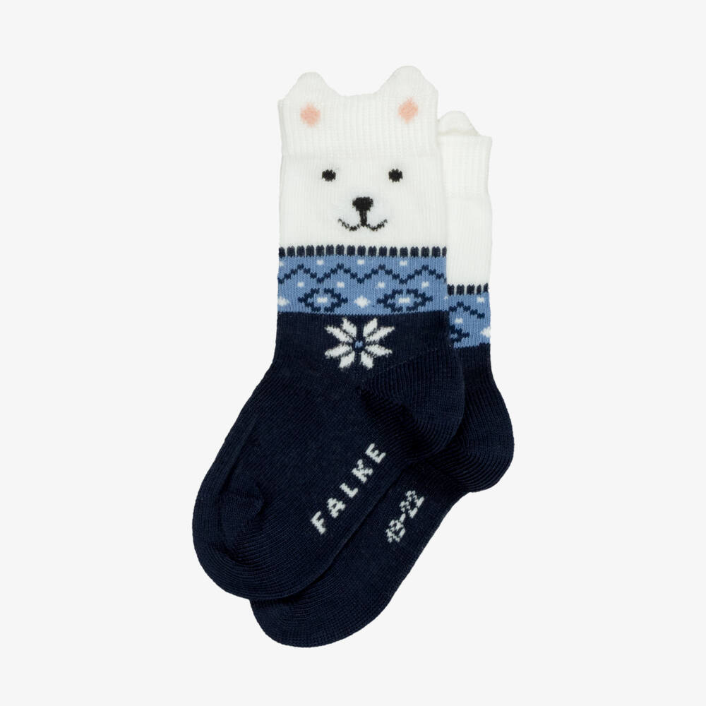 Falke-Navy Blue & White Polar Bear Socks | Childrensalon