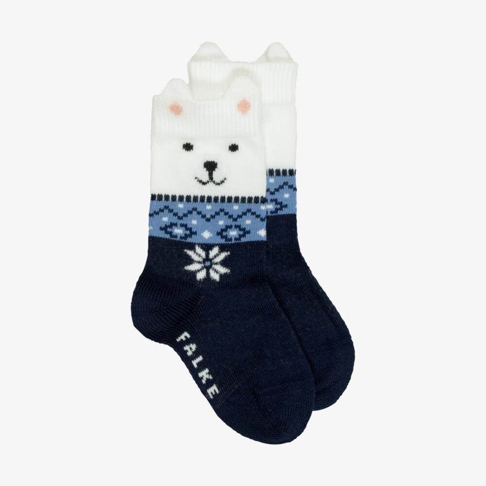 Falke-Navy Blue & White Polar Bear Socks | Childrensalon