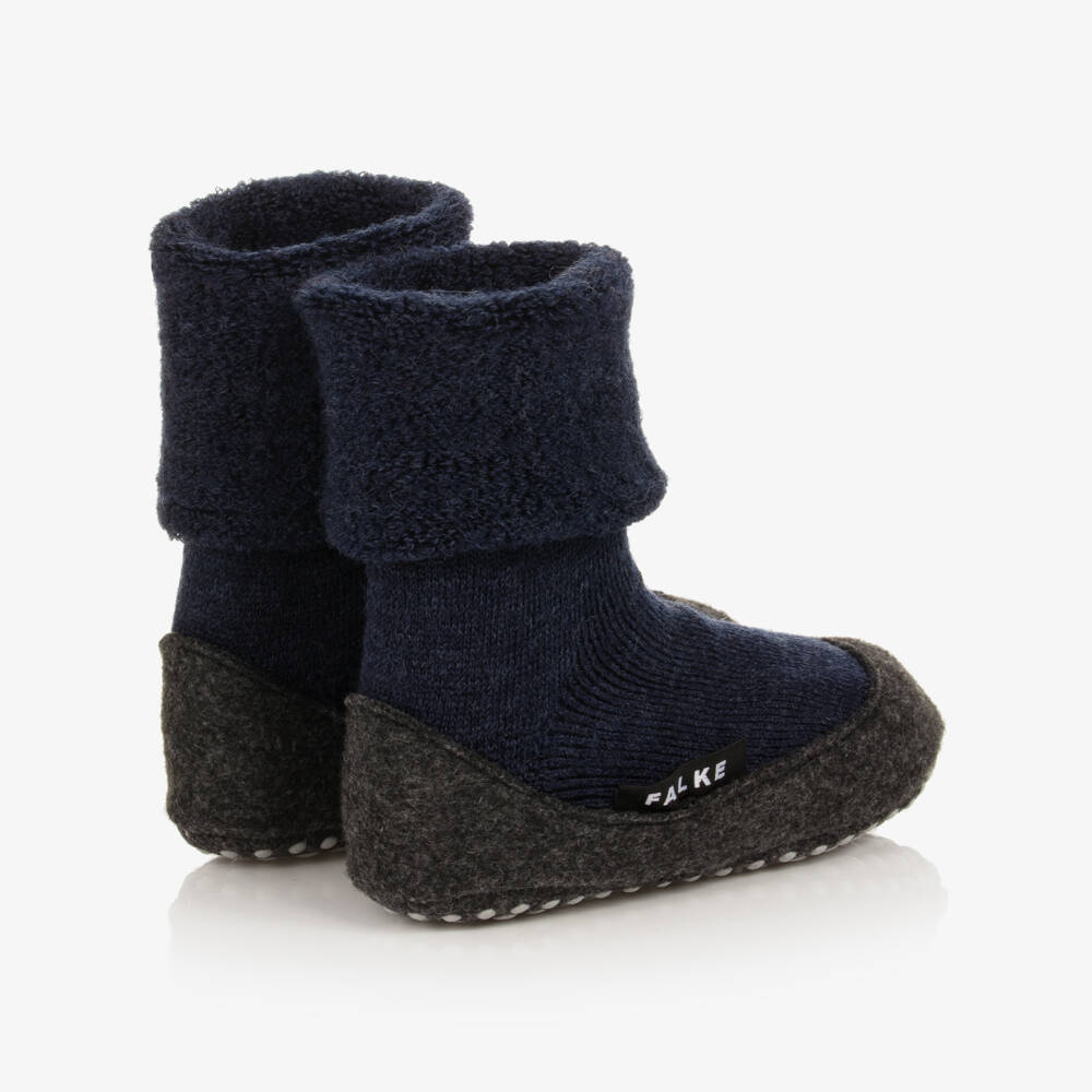 Falke-Navy Blue Wool Slipper Socks | Childrensalon
