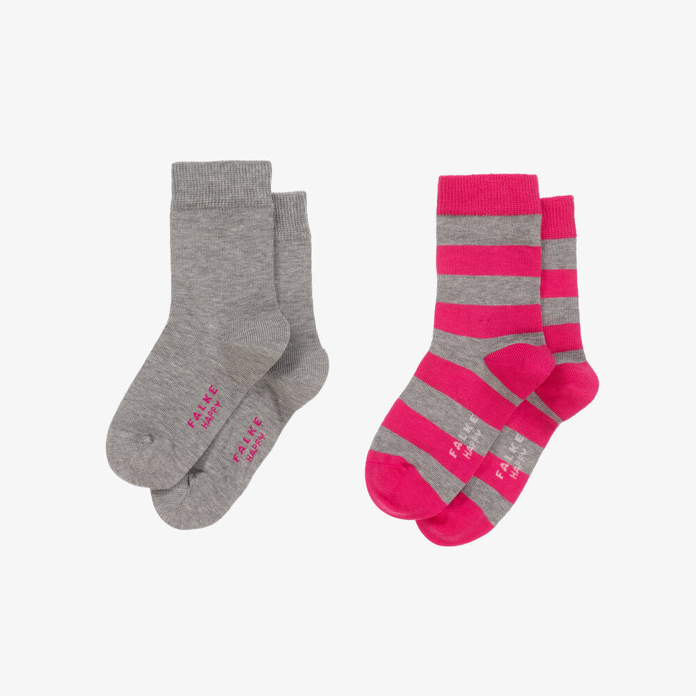 Falke-Pink & Grey Cotton Socks (2 Pack) | Childrensalon
