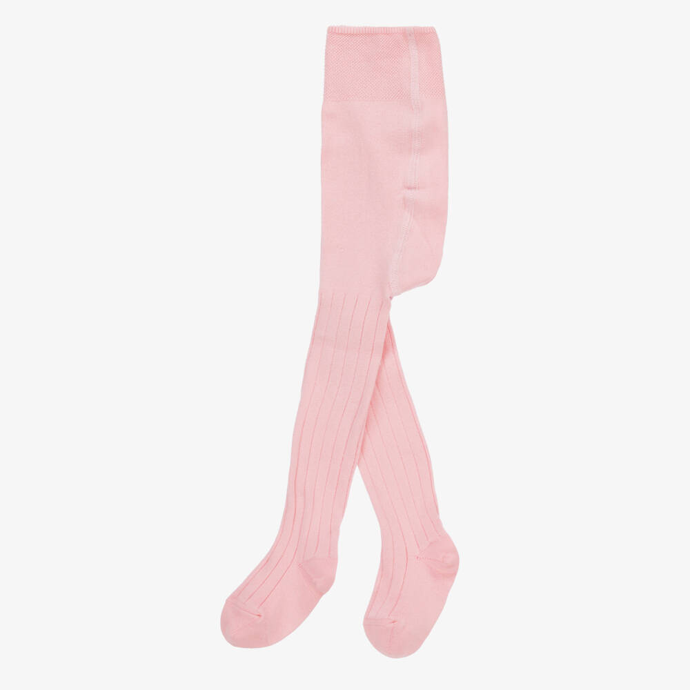Falke-Pink Ribbed Cotton Baby Tights | Childrensalon