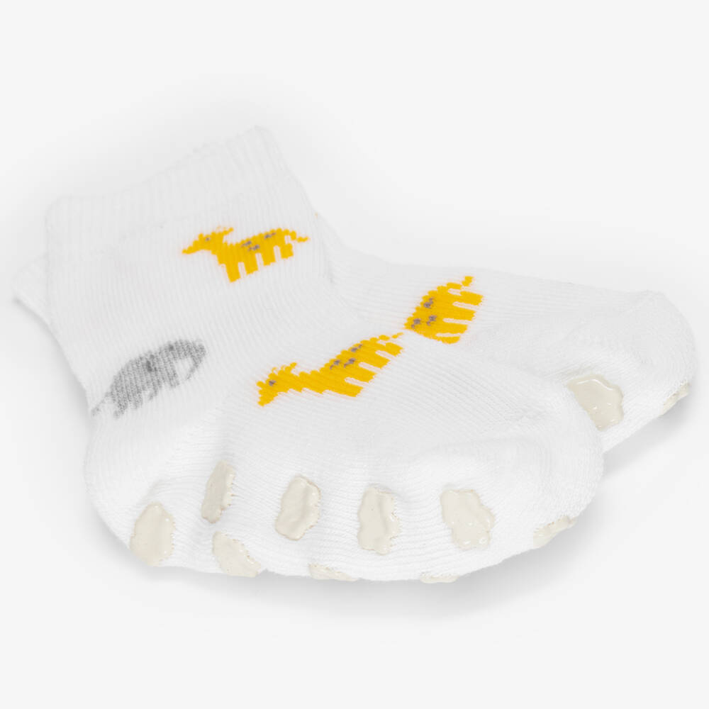 Falke-White Animal Print Cotton Catspads Baby Socks | Childrensalon
