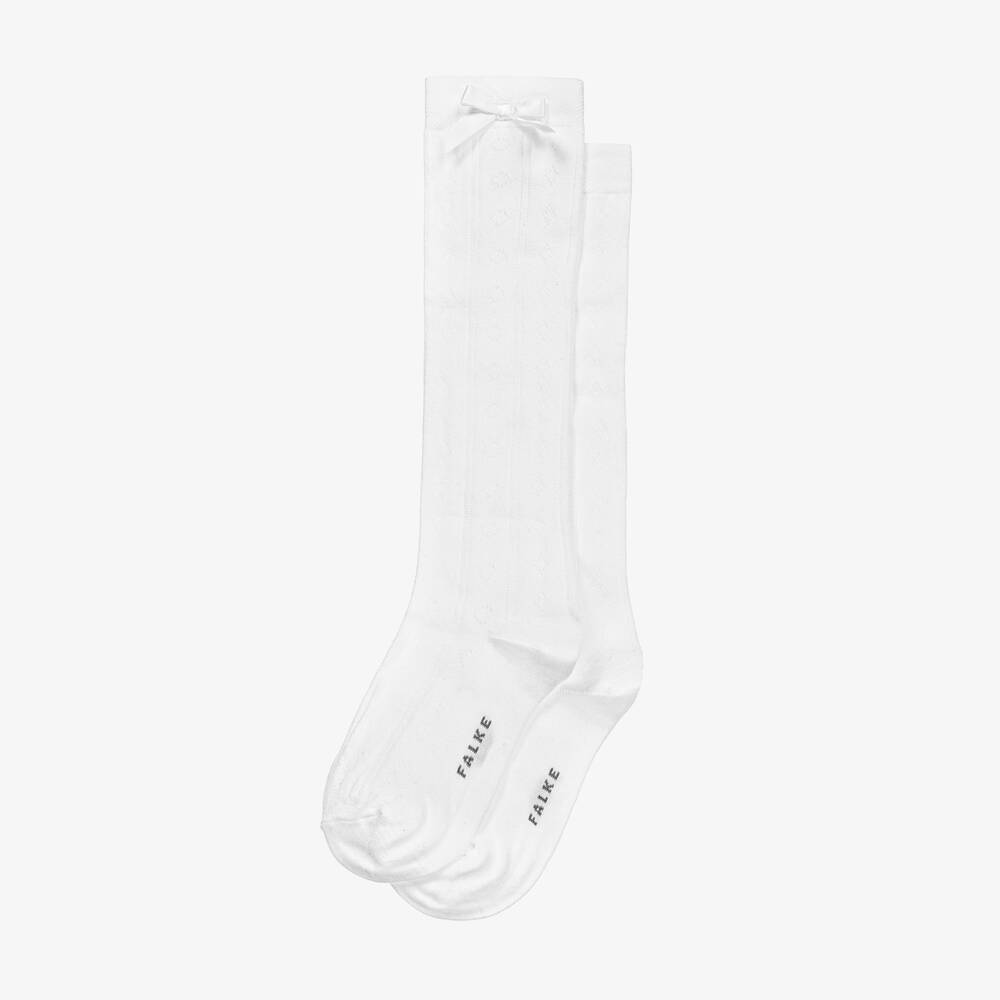 Falke-White Cotton Knee High Socks | Childrensalon