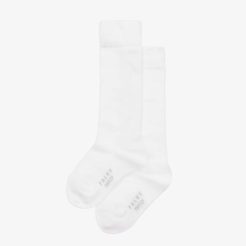 Falke-White Cotton Long Socks | Childrensalon