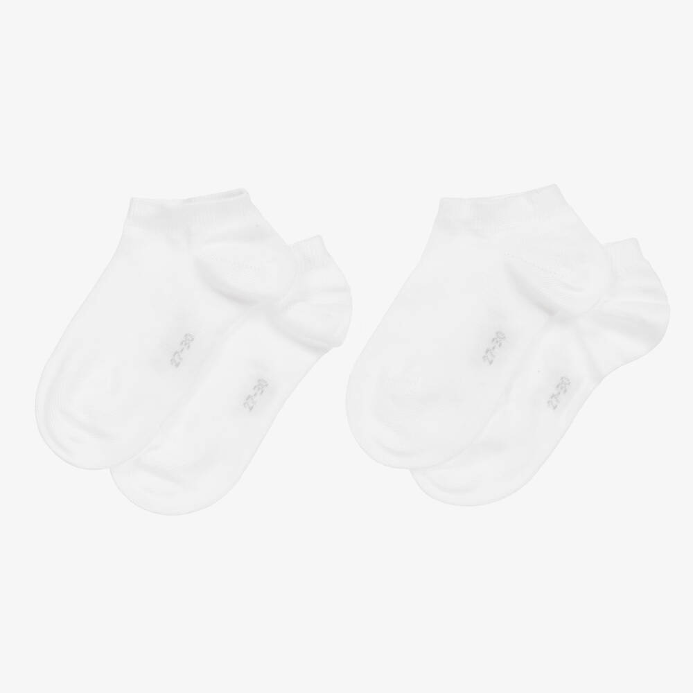 Falke-White Cotton Trainer Socks (2 Pack) | Childrensalon