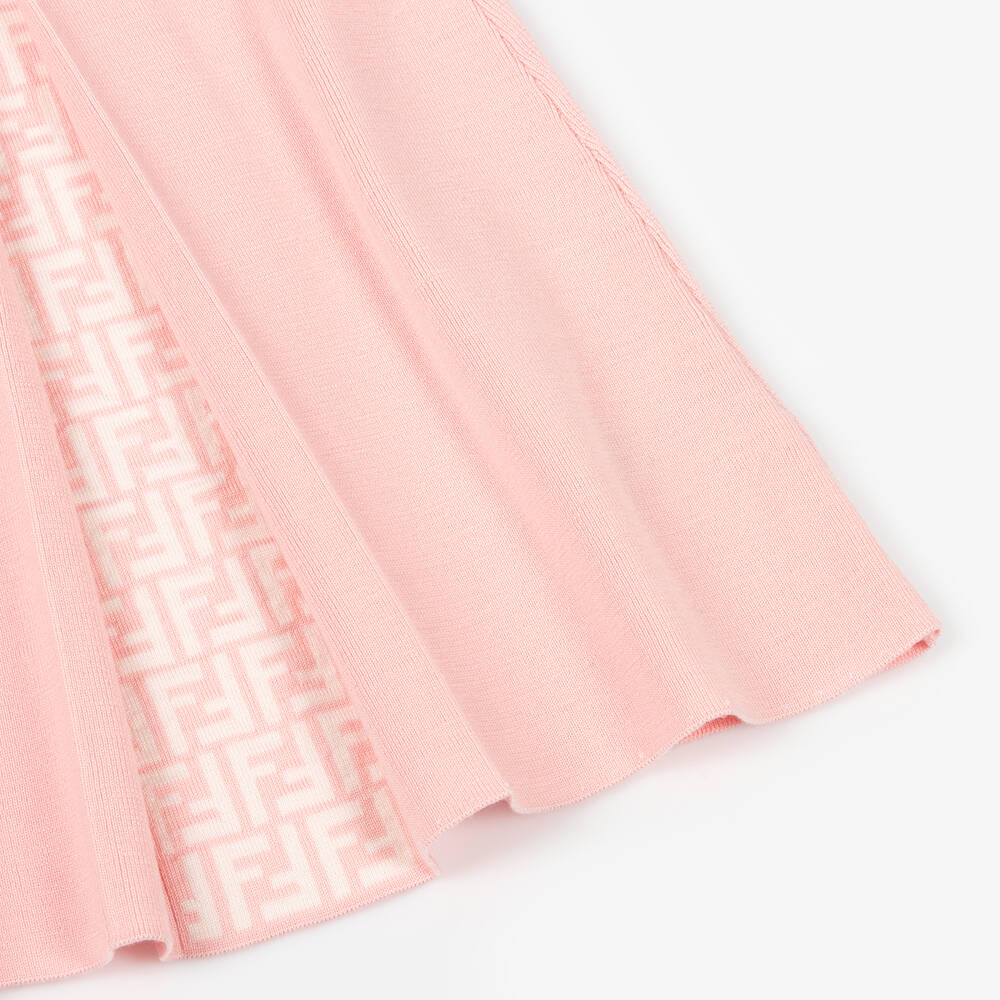 Fendi-فستان بشعار FF صوف لون زهري للمولودات | Childrensalon