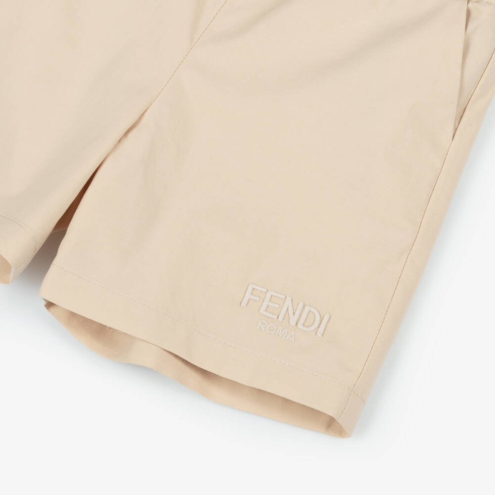 Fendi-شورت قطن لون بيج للمواليد | Childrensalon