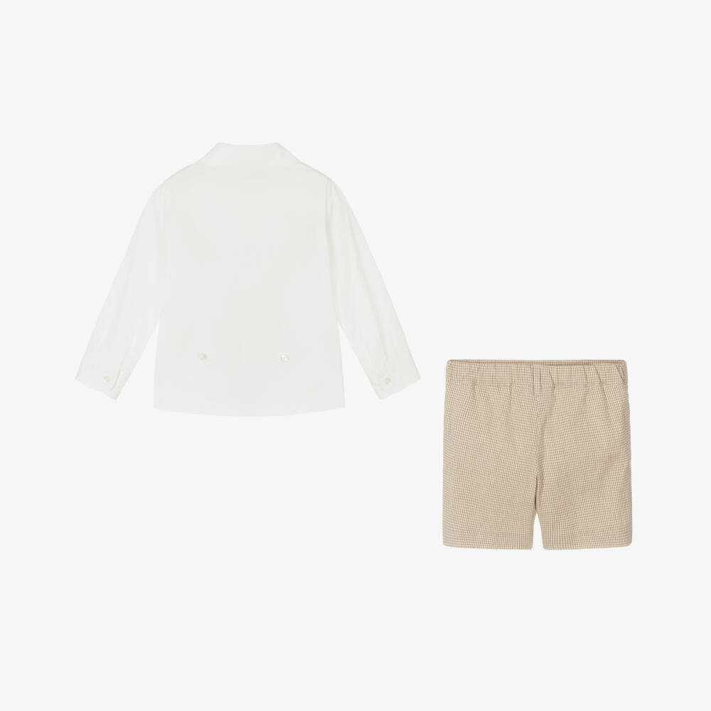 Fendi-بدلة رسمية بشعار FF لون بيج للمواليد | Childrensalon