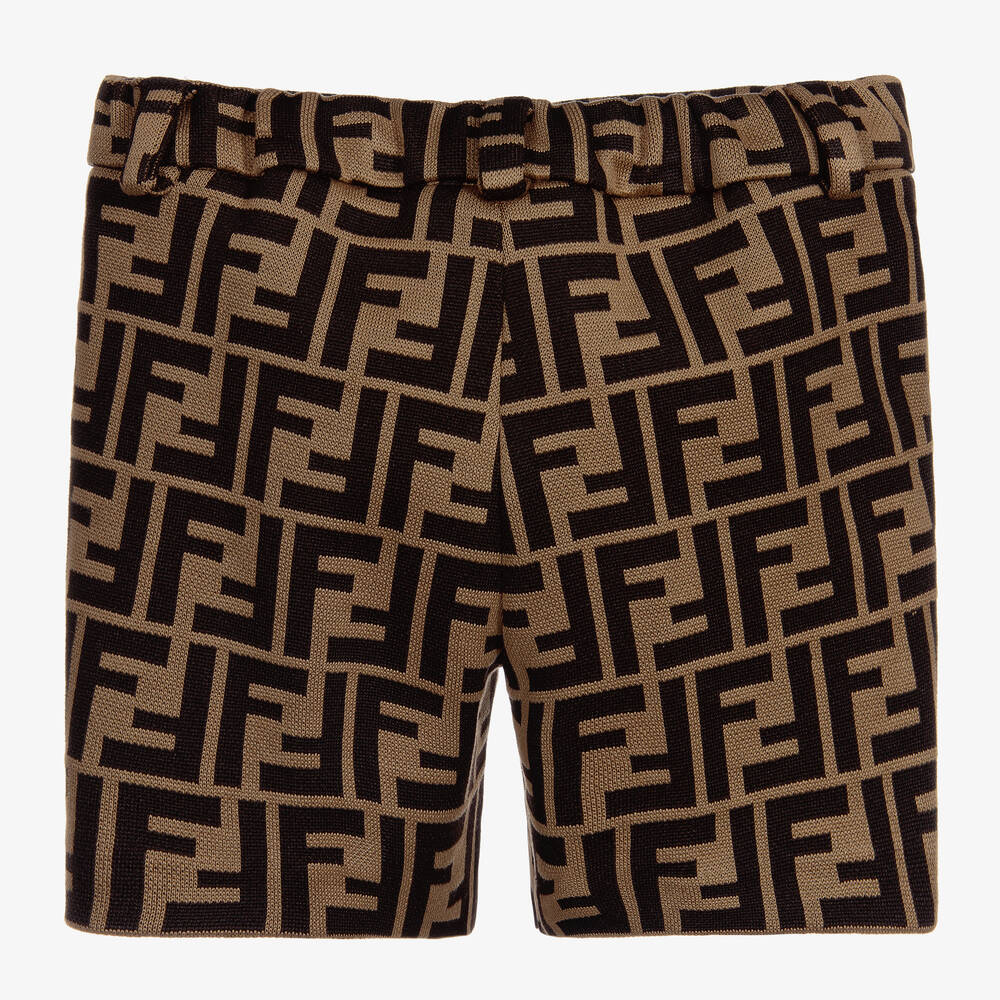 Fendi-Коричневые шорты из джерси с принтом FF для малышей | Childrensalon
