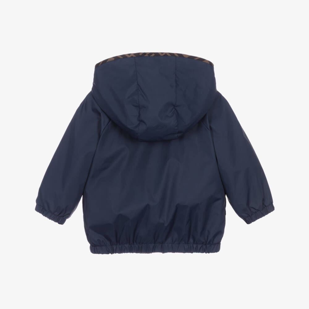 Fendi-Куртка с капюшоном синяя с логотипом FF для малышей | Childrensalon