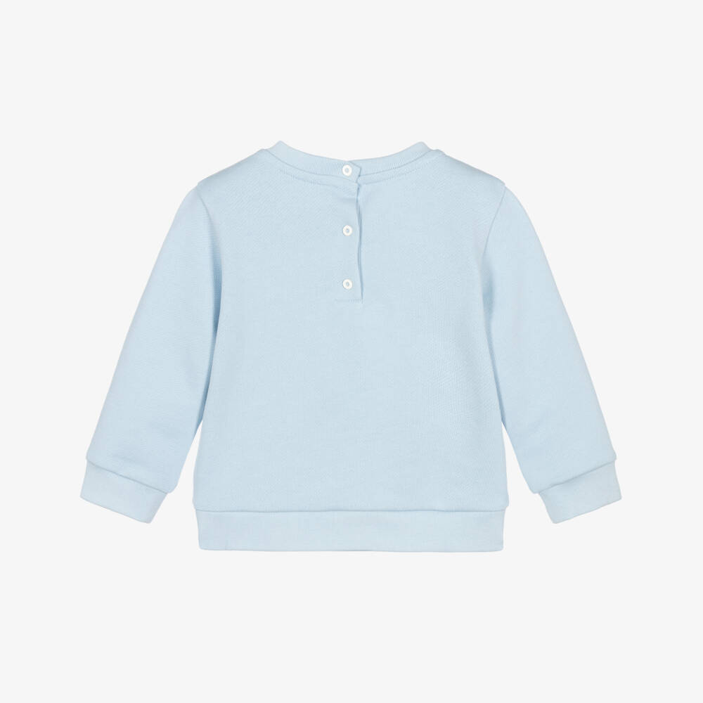 Fendi-Baby Boys Pale Blue Cotton Sweatshirt with Raised Logo | Childrensalon