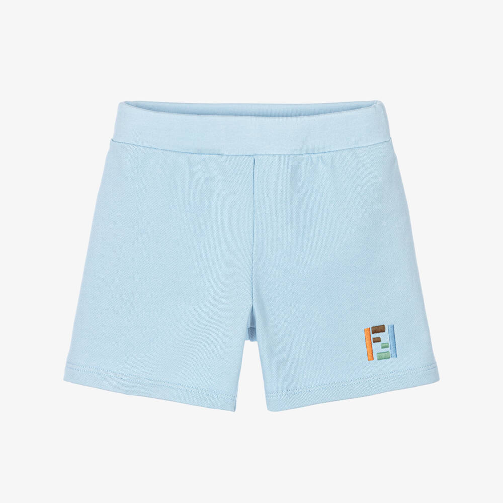 Fendi-Baby Boys Pale Blue FF Logo Jersey Shorts | Childrensalon