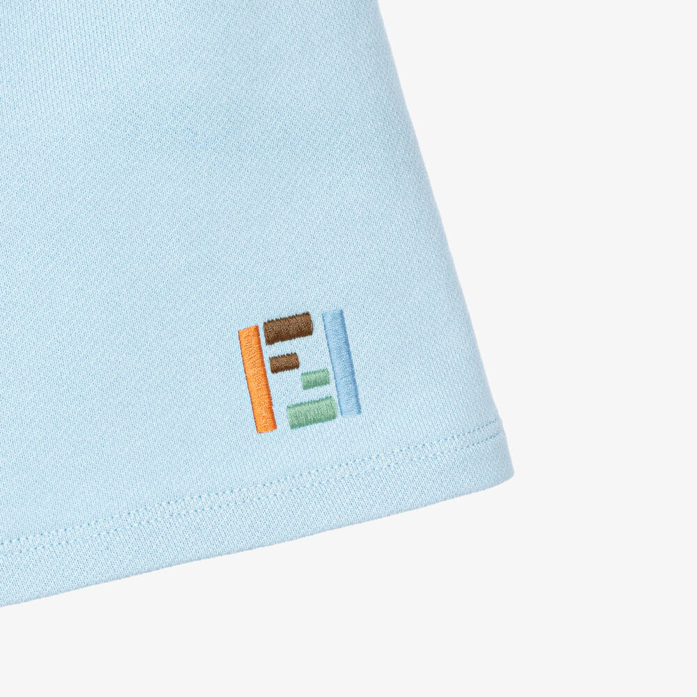 Fendi-Baby Boys Pale Blue FF Logo Jersey Shorts | Childrensalon