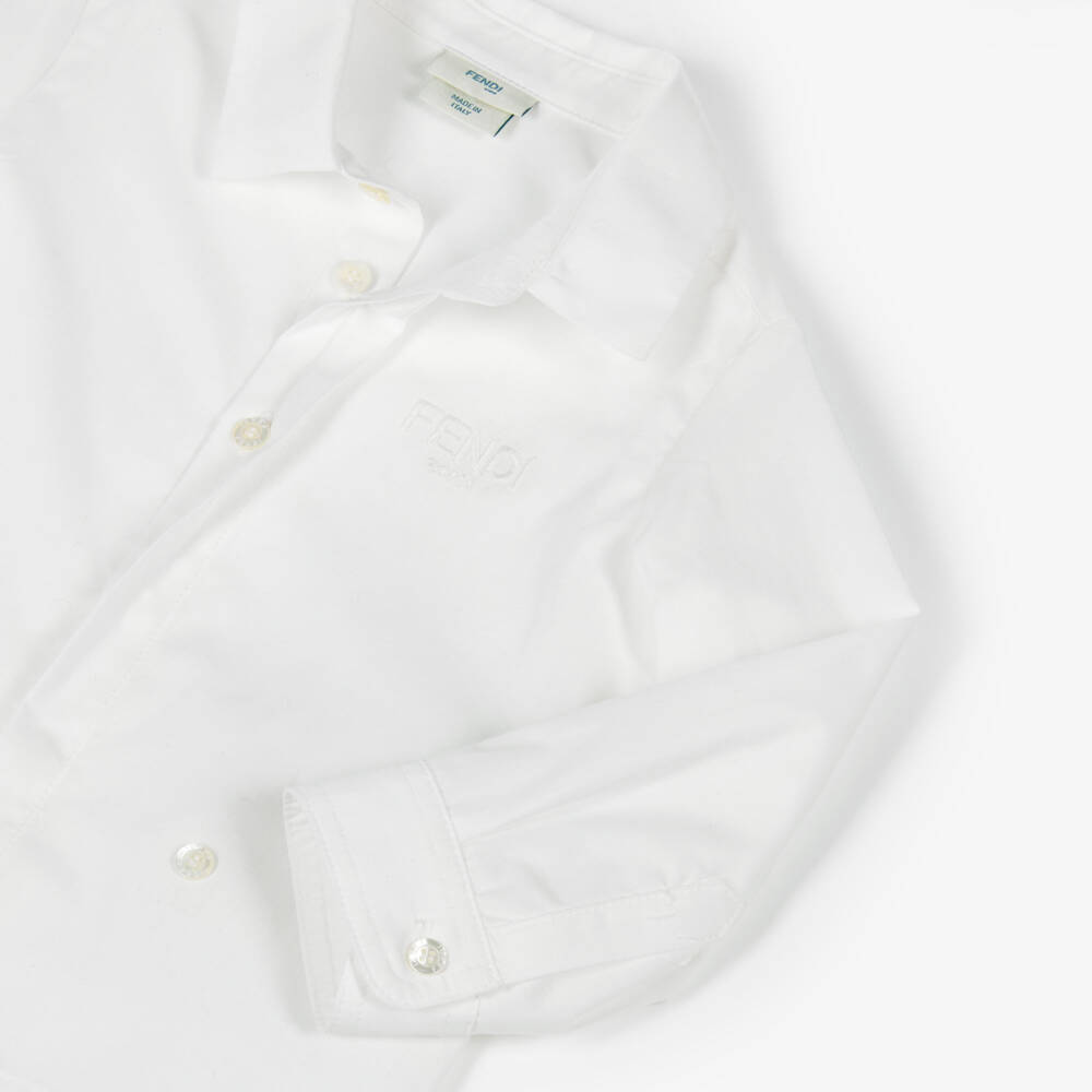 Fendi-Baby Boys White & Green Tartan Wool Buster Suit | Childrensalon